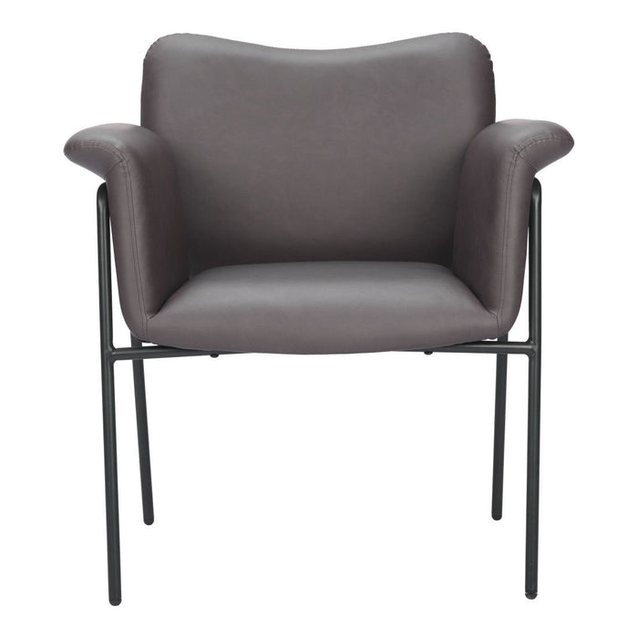 31" Faux Leather And Faux Leather Arm Chair - Brown / Black