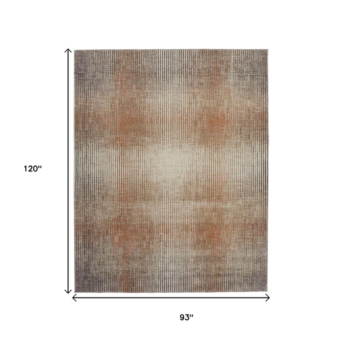 8' X 10' Abstract Area Rug - Ivory And Pink