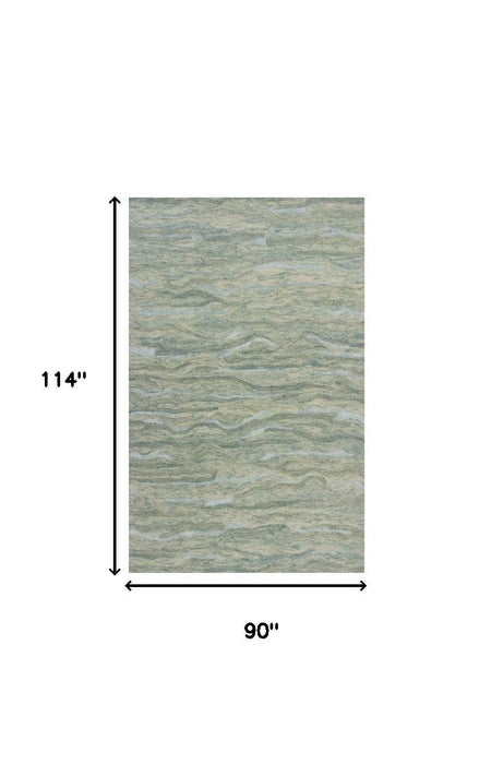 8' x 10' Hand Tufted Abstract Indoor Area Rug - Seafoam Blue