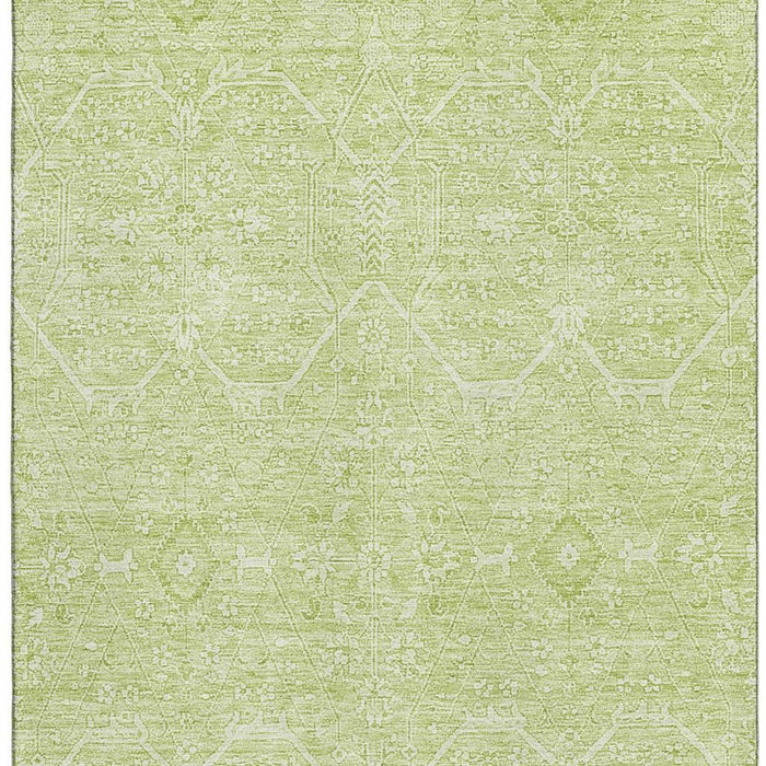 10' X 14' Floral Washable Area Rug With UV Protection (691764) - Mint Green / Ivory