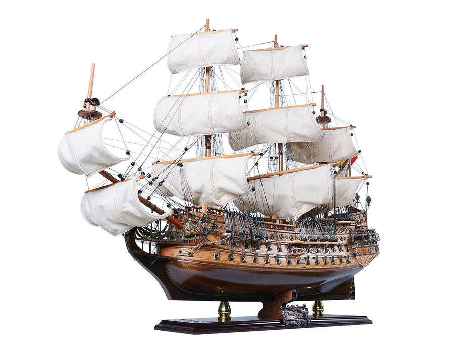 Hand Painted Model Boat (624647) - Dark Brown / Beige