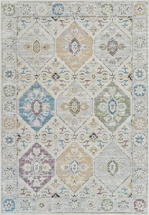8' x 11' Abstract Distressed Polypropylene Area Rug - Beige And Gray