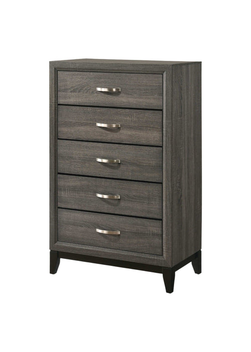 Wood Five Drawer Chest - Gray