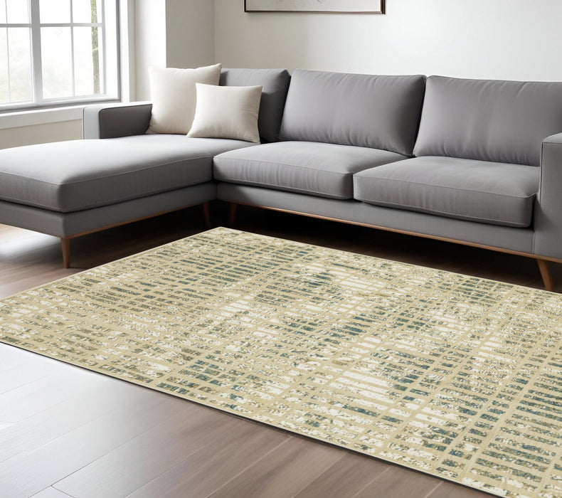7' X 10' Geometric Area Rug - Beige And Blue