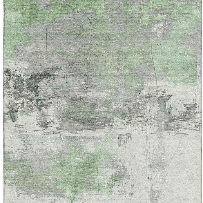 10' X 14' Abstract Washable Area Rug With UV Protection (697158) - Artichoke Green / Gray / Ivory