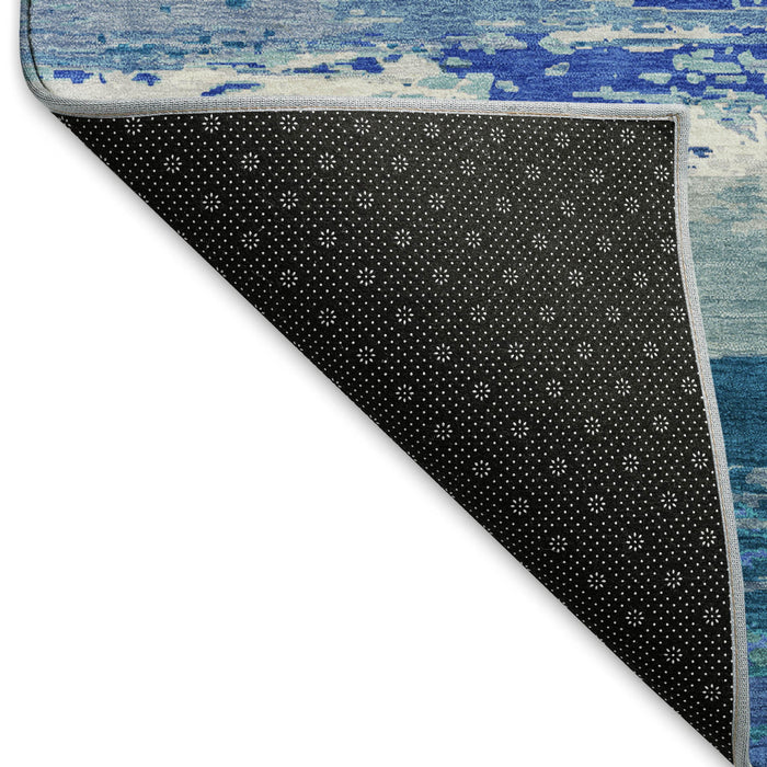 10' X 14' Abstract Washable Area Rug With UV Protection (692715) - Blue / Ivory