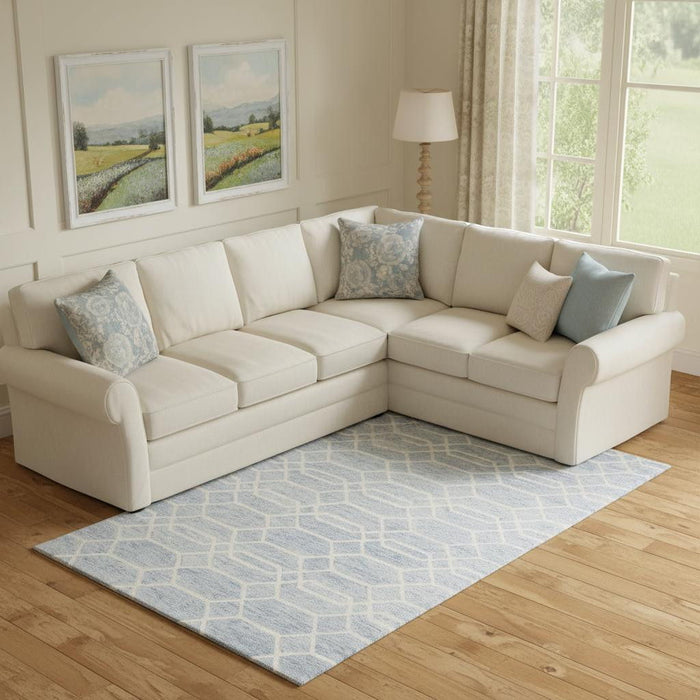 10' X 14' Wool Geometric Hand Tufted Area Rug (566140) - Blue / Ivory