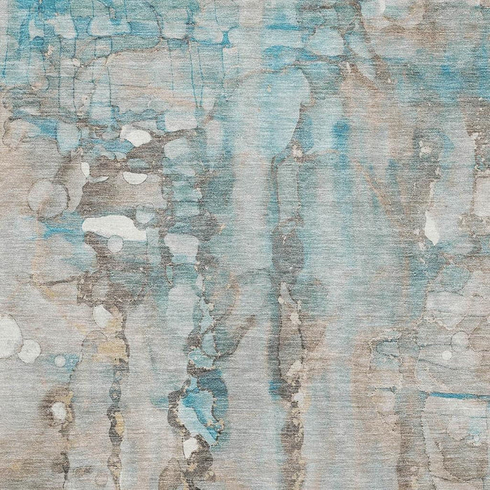 10' X 14' Abstract Washable Area Rug With UV Protection (718532) - Teal / Ivory