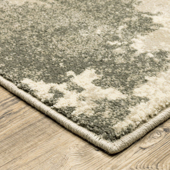 8' x 10' Abstract Power Loom Stain Resistant Area Rug - Beige And Gray