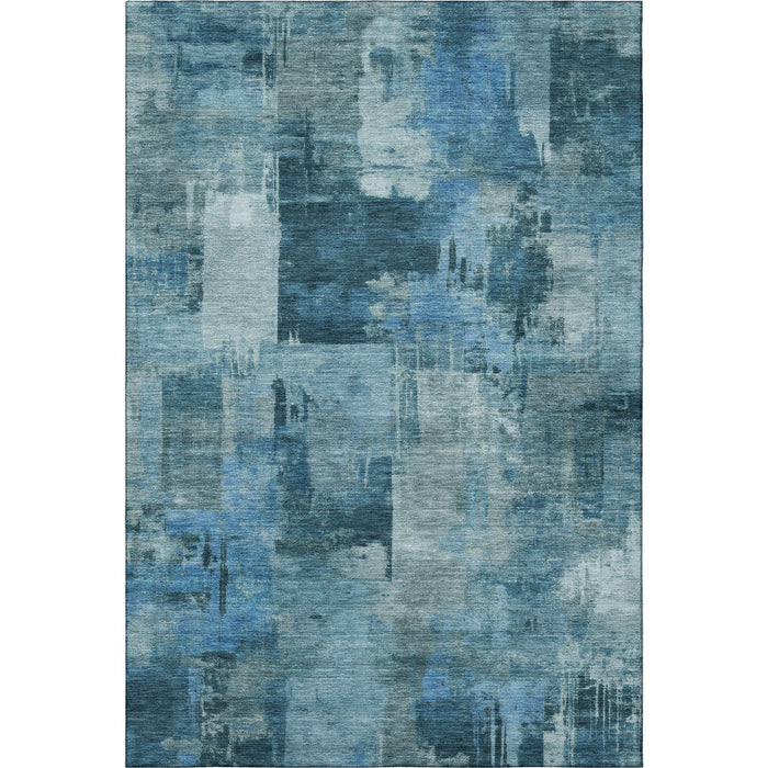 10' X 14' Abstract Washable Area Rug With UV Protection (717032) - Blue / Denim Blue