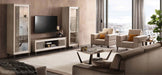Light beige ArredoAmbra glass cabinet with one door, designed by ESF, featuring a sleek, modern pier style.