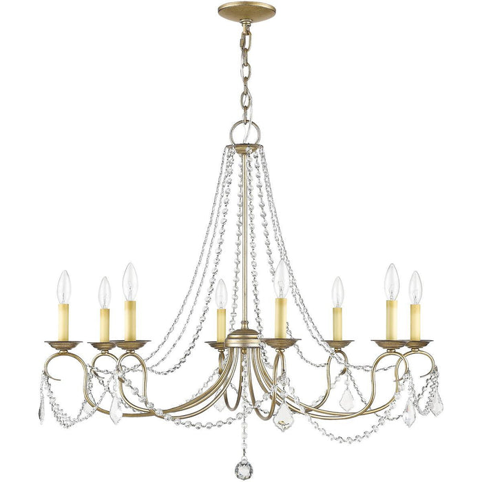 28" Eight Light Dimmable Chandelier With Shades - Silver
