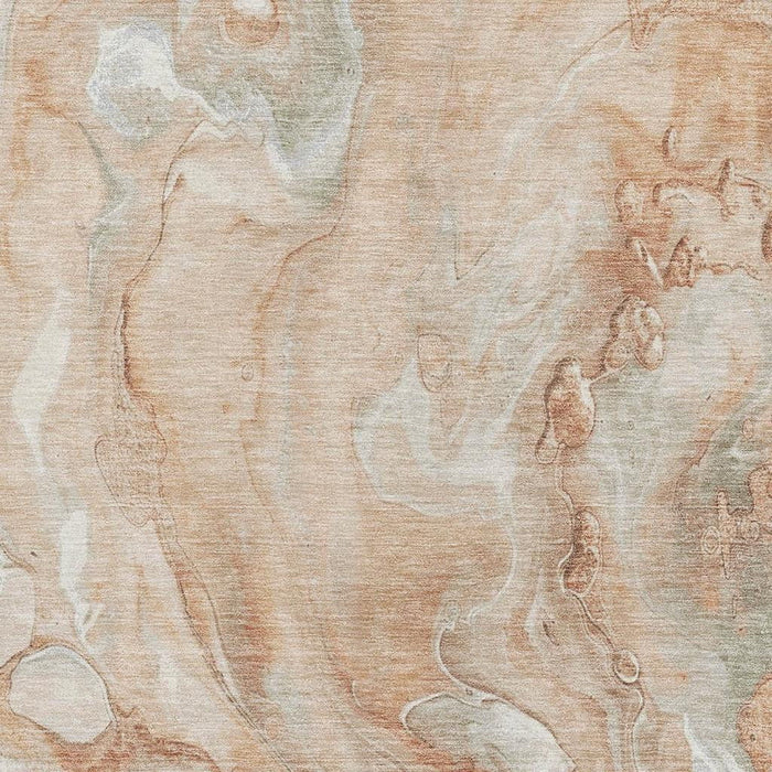 10' X 14' Abstract Washable Area Rug With UV Protection (697812) - Salmon / Gray / Ivory