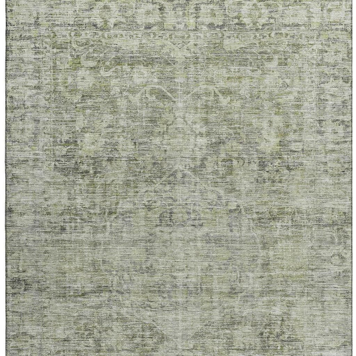 10' X 14' Oriental Washable Area Rug With UV Protection (699897) - Artichoke Green / Gray