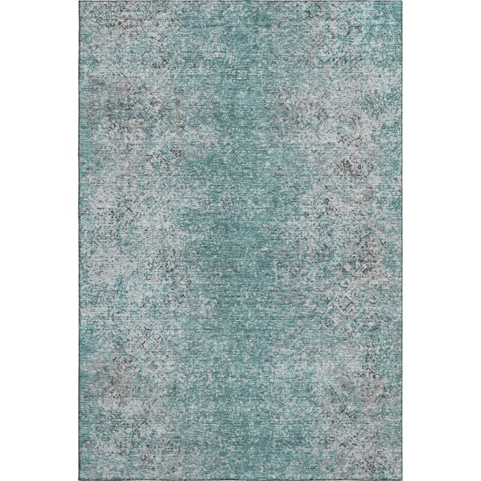 10' X 14' Abstract Washable Area Rug With UV Protection (667192) - Teal / Gray