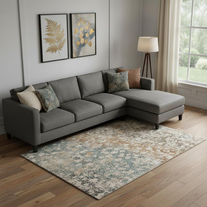 10' X 14' Abstract Washable Area Rug With UV Protection (718346) - Light Taupe / Brown