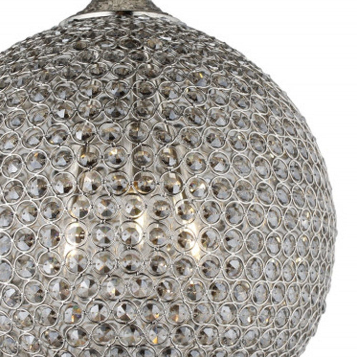Unique Statement Three Light Metal Crystal Glass Chandelier With Shades - Silver