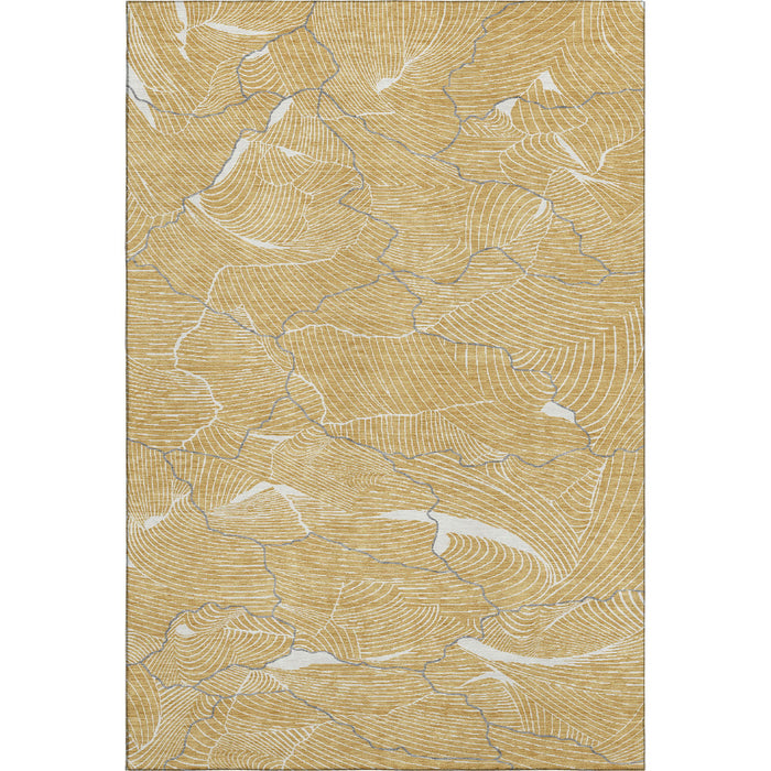 10' X 14' Abstract Washable Area Rug With UV Protection (682211) - Gold / Ivory / Gray