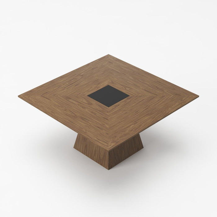 59" Square Solid Manufactured Wood Dining Table - Brown / Black