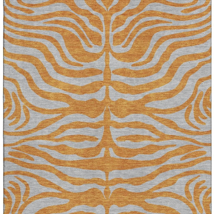 10' X 14' Animal Print Washable Area Rug With UV Protection (681839) - Orange / Gray