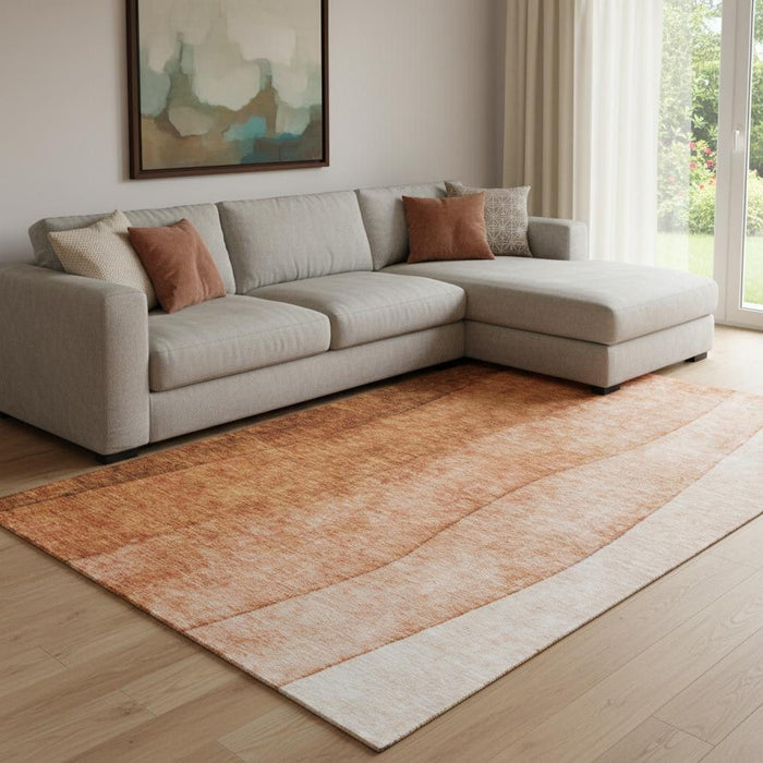 10' X 14' Ombre Washable Area Rug With UV Protection (652743) - Chili Red / Ivory