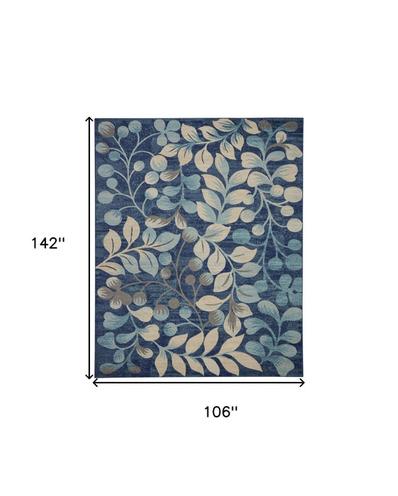 9' X 12' Floral Area Rug (551458) - Blue / Ivory