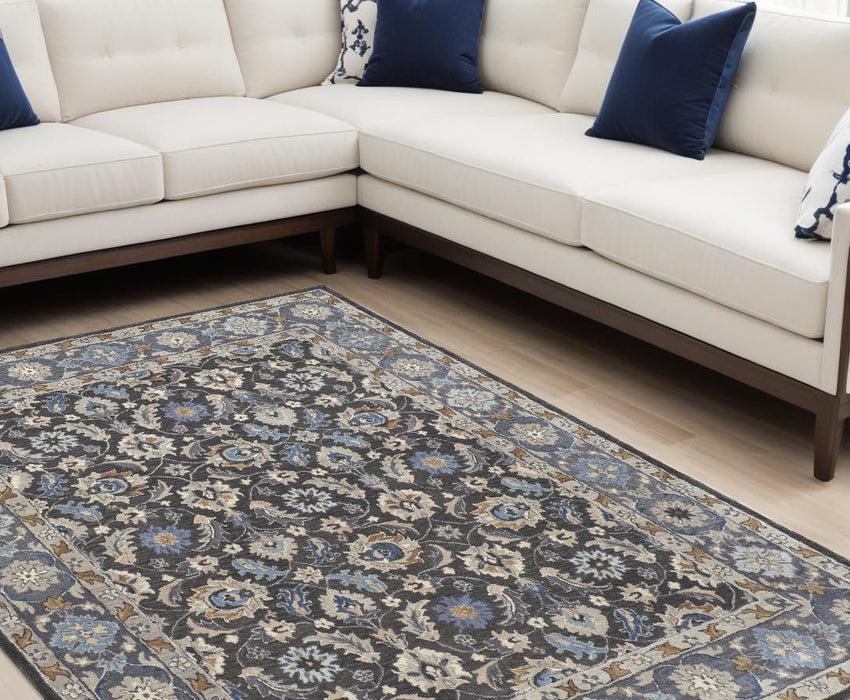 9' x 12' Wool Floral Hand Tufted Area Rug - Taupe And Ivory
