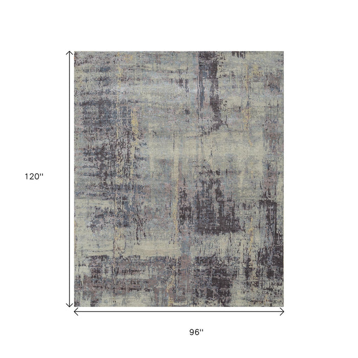 8' X 10' Abstract Hand Knotted Area Rug - Purple