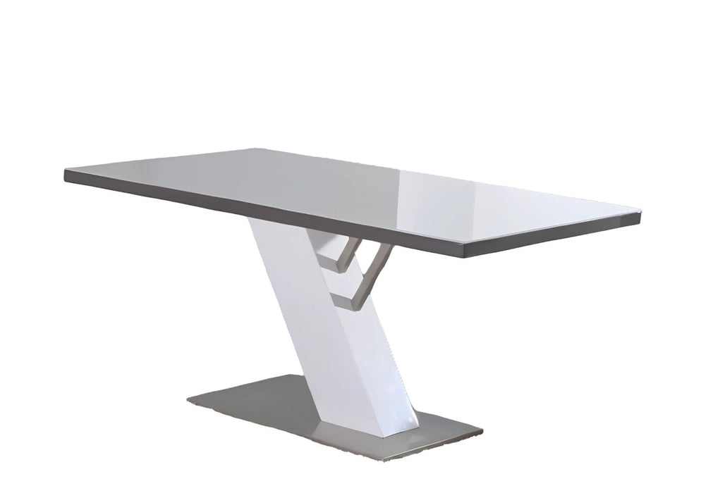 63" Wood And Metal Pedestal Base Dining Table - White