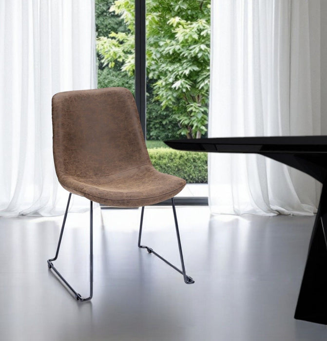 Upholstered Faux Leather Dining Side Chair - Brown
