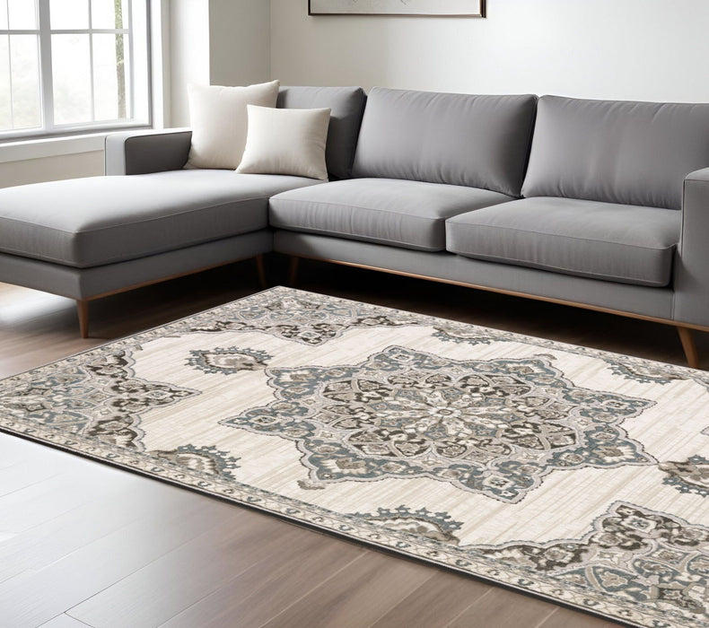 10' X 13' Medallion Area Rug - Brown And Blue