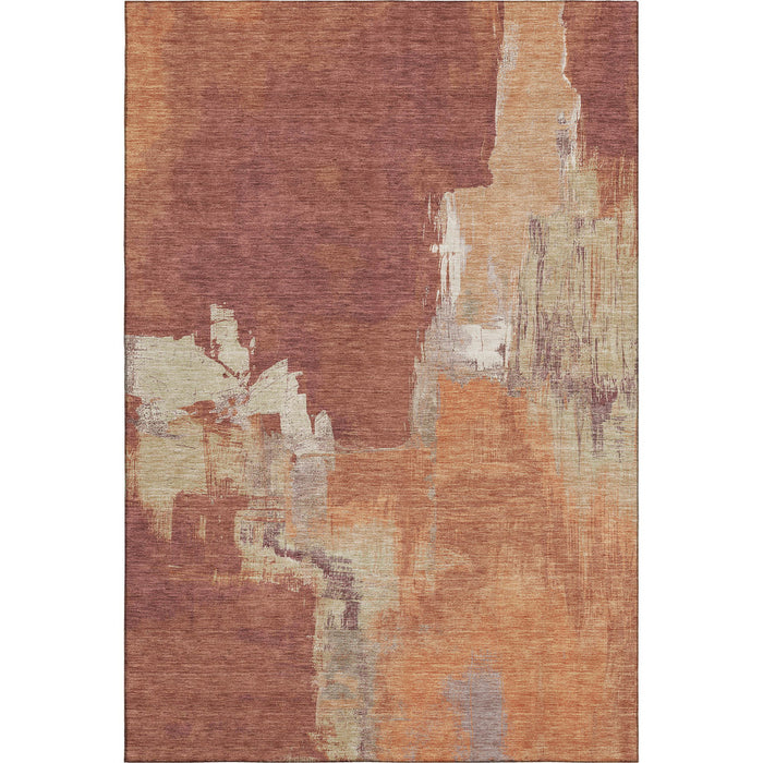 10' X 14' Abstract Washable Area Rug With UV Protection (693054) - Rust / Beige / Peach