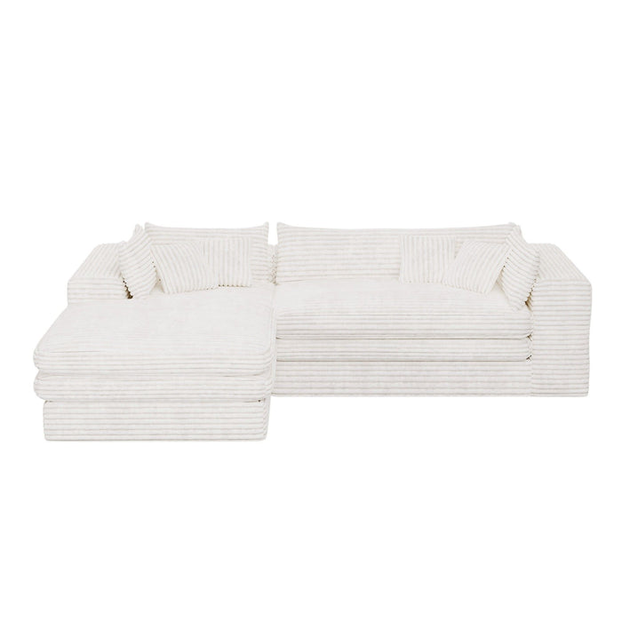 Corduroy Compression Foam Sofa (719551) - White