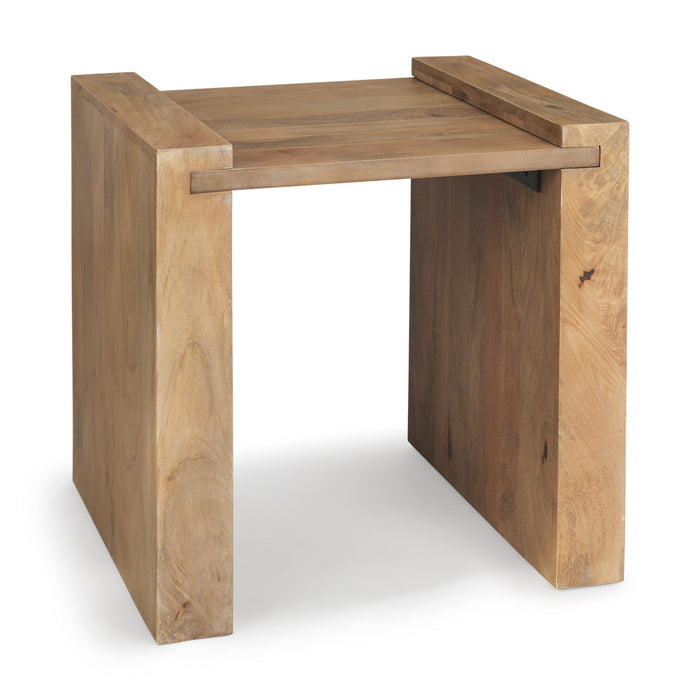 Distressed Solid Wood Sled End Table - Natural