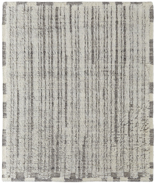 4' x 6' Wool Striped Hand Woven Area Rug - Gray And Ivory