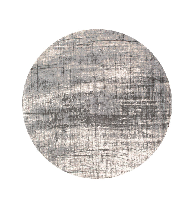 7' x 7' Round Abstract Non Skid Area Rug - Gray And White