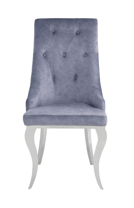 Tufted Upholstered Fabric Dining Side Chairs (Set of 2) - Gray / Silver