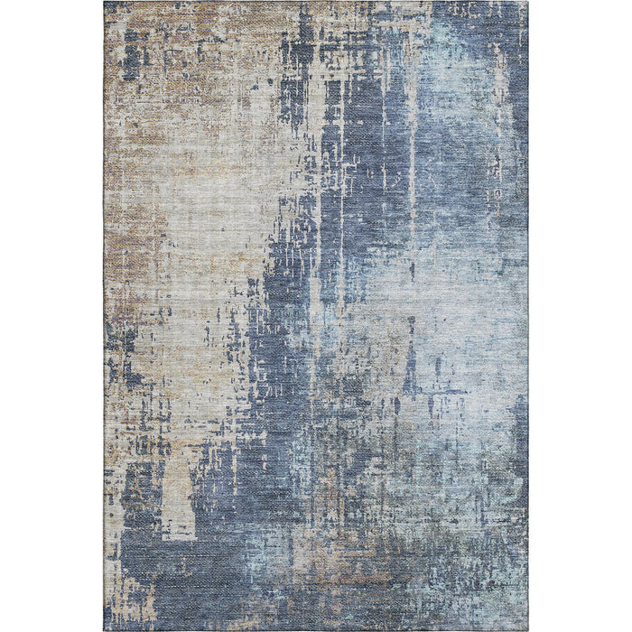 10' X 14' Abstract Washable Area Rug With UV Protection - Navy Blue