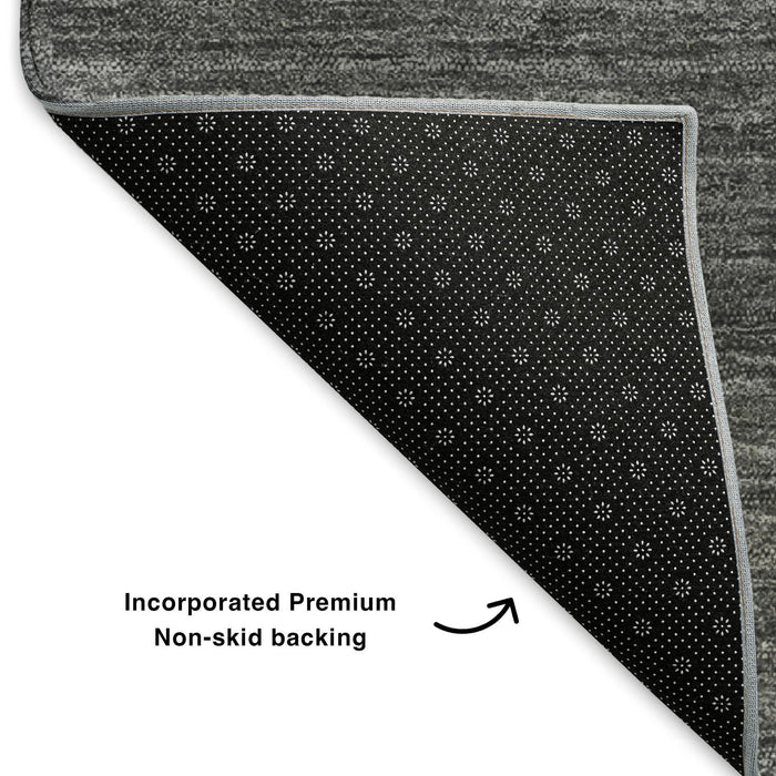 10' X 14' Abstract Washable Area Rug With UV Protection (653572) - Charcoal / Ivory