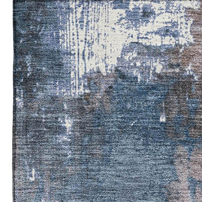 10' X 14' Abstract Washable Area Rug With UV Protection (706337) - Brown / Blue