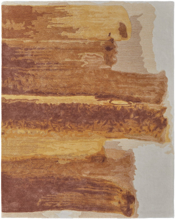 8' X 10' Abstract Hand Tufted Area Rug (566521) - Ivory / Red / Orange
