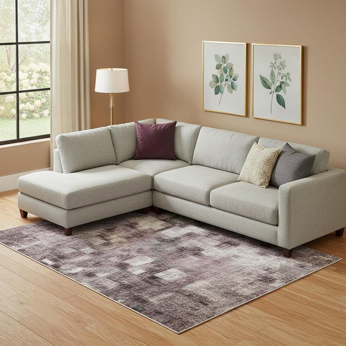 10' X 14' Abstract Washable Area Rug With UV Protection (707851) - Lavender / Gray