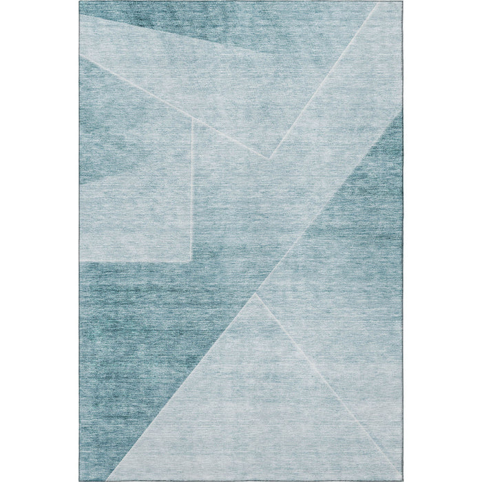 10' X 14' Geometric Washable Area Rug With UV Protection - Ivory And Teal