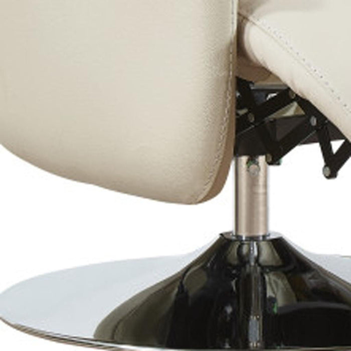 Tufted Genuine Leather Power Swivel Recliner (730560) - Sand