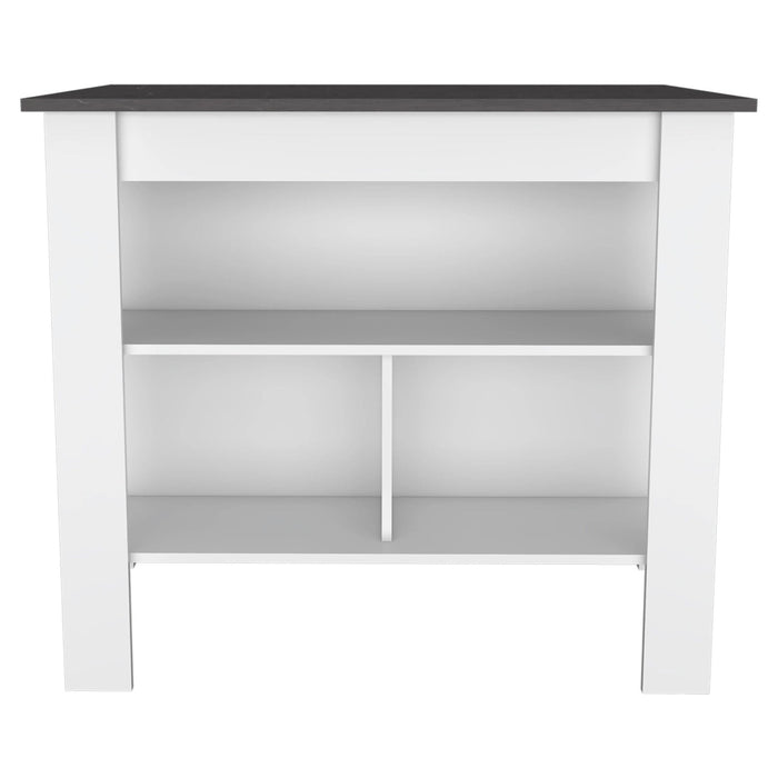41" Wood Island For Kitchen Set With Storage - Gray / White