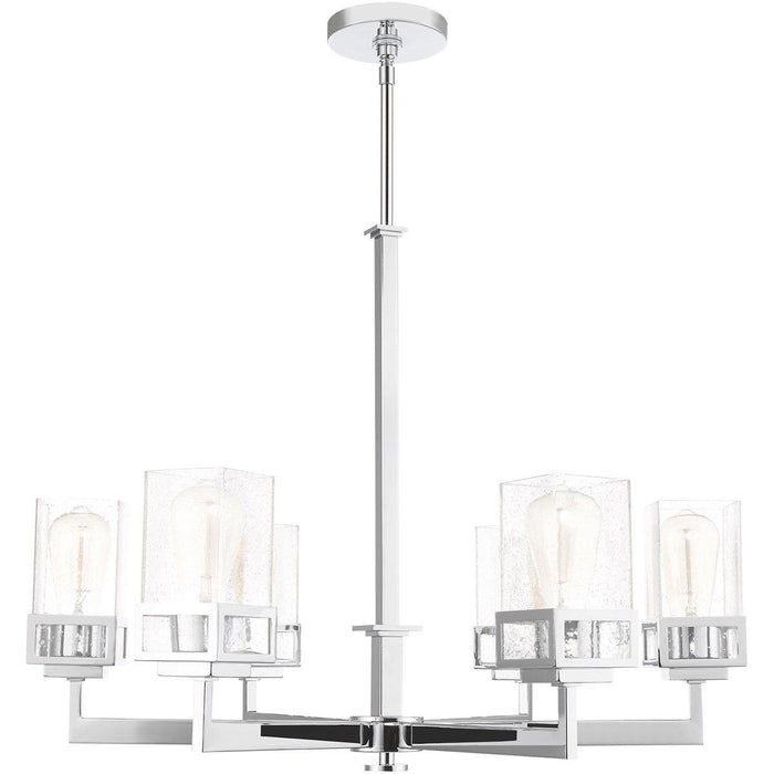 30" Six Light Dimmable Chandelier With Shades - Silver