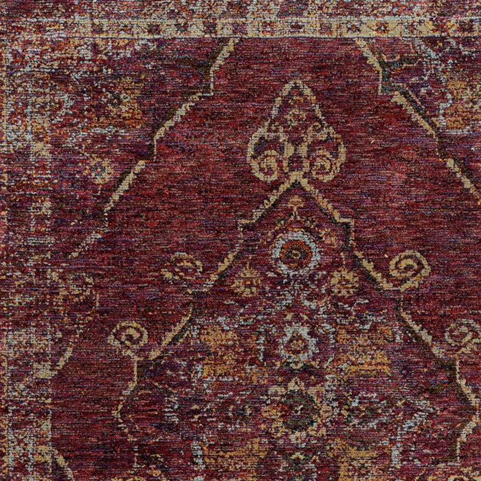 8.5' x 12.1' Oriental Power Loom Area Rug - Gold And Red