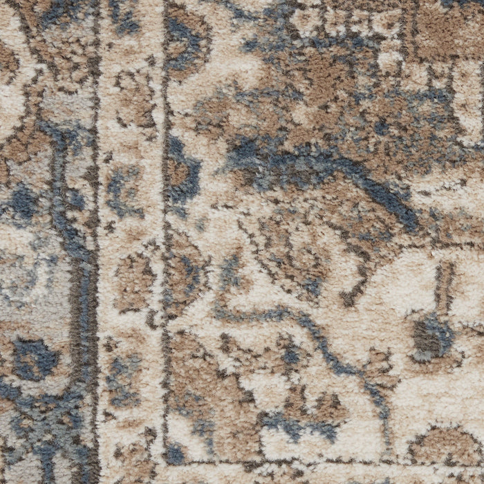 12' X 15' Medallion Power Loom Distressed Area Rug - Beige And Gray