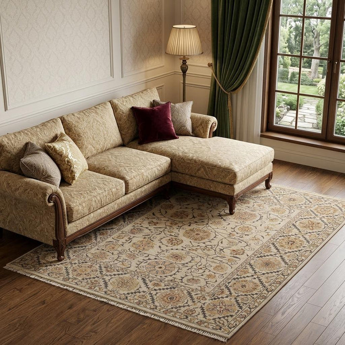 8' X 10' Wool Oriental Hand Knotted Area Rug (744294) - Tan / Gray / Red