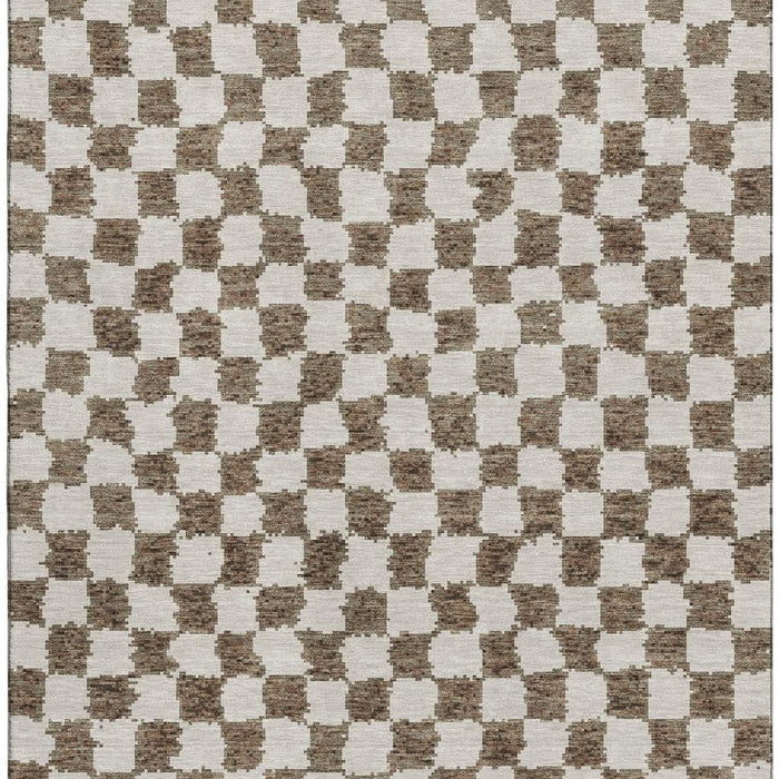 10' X 14' Geometric Washable Area Rug With UV Protection (709378) - Brown / Ivory